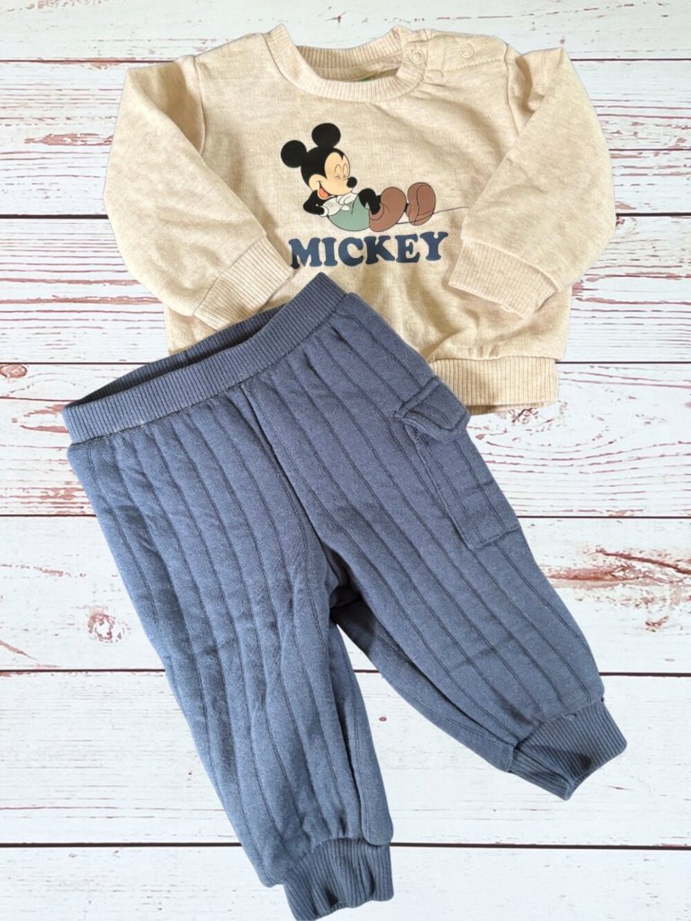 Disney Mickey Mouse Baby Boy 3-6M Outfit Set Sweatshirt & Jogger Pants
